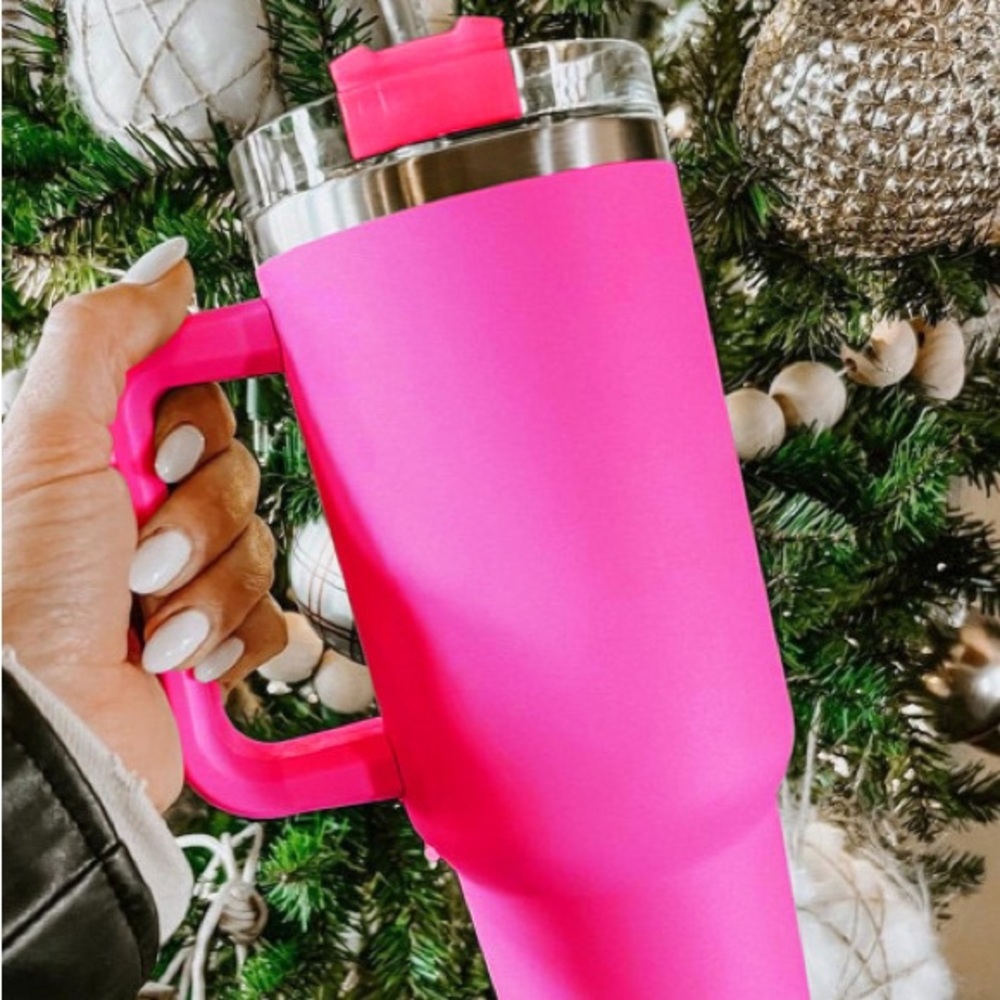 LAST ONE Stainless Steel Insulated Rose Pink Tumblr Cups With Straw